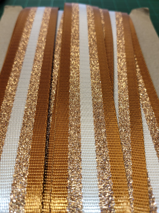 38mm Bronze glitter webbing