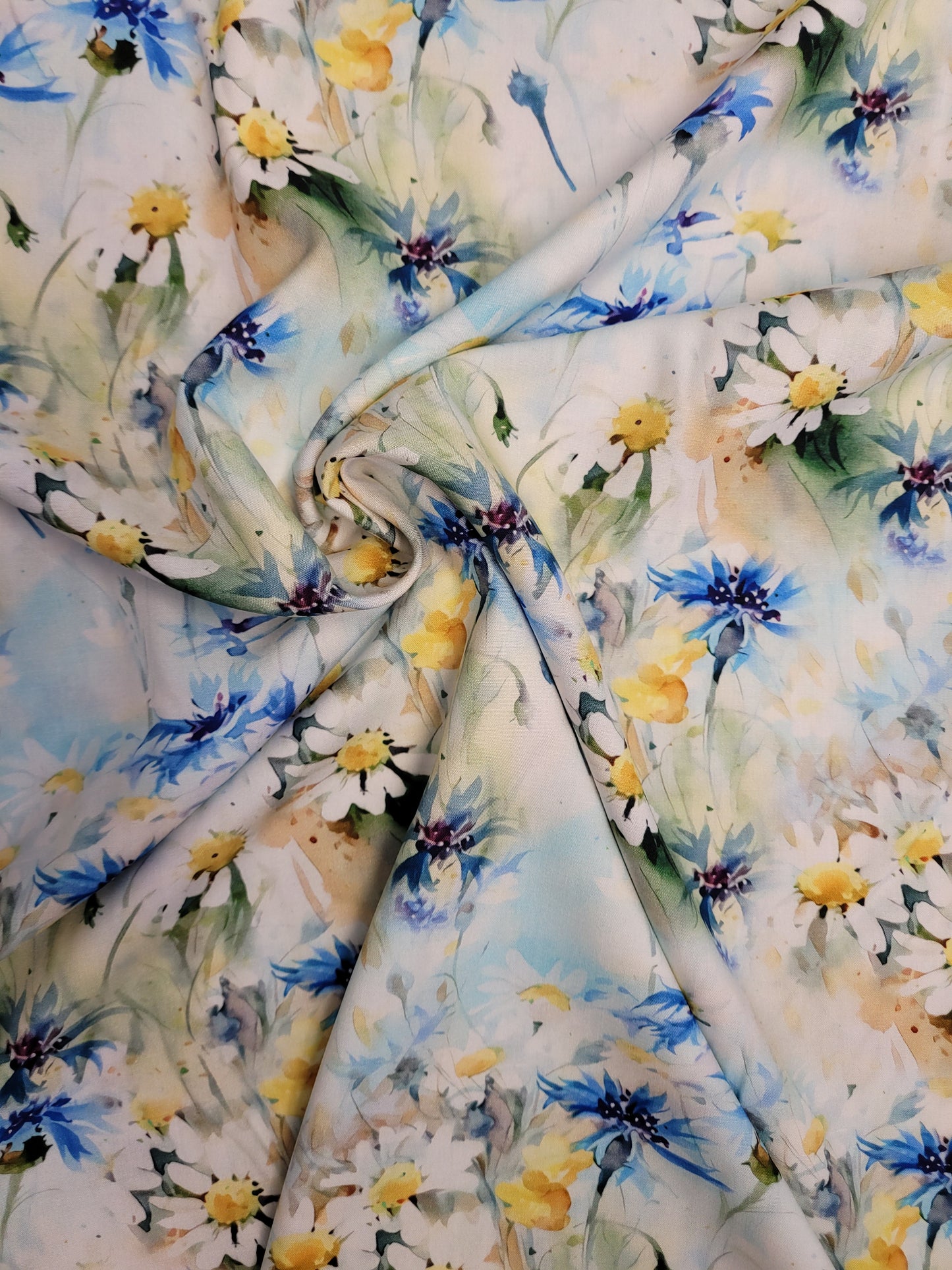 Cornflower and Daisy Viscose