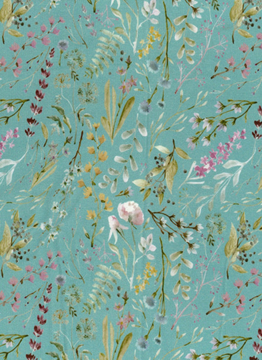 Teal Flower Meadow Jersey