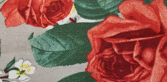Cotton Canvas Roses silver