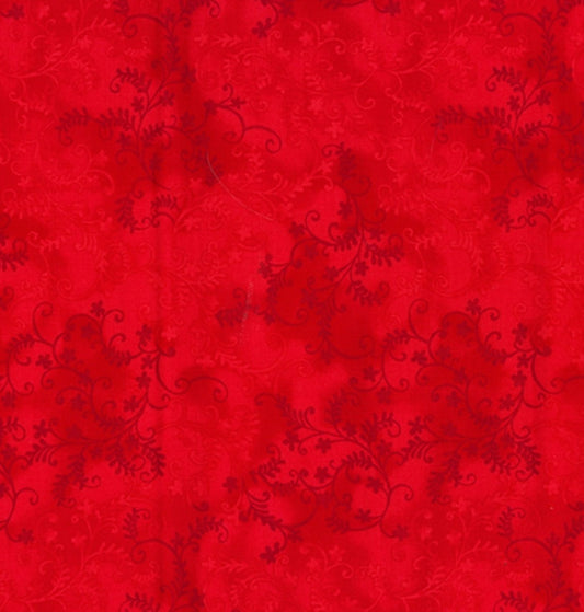 Mystic vines cotton fabric. Red.