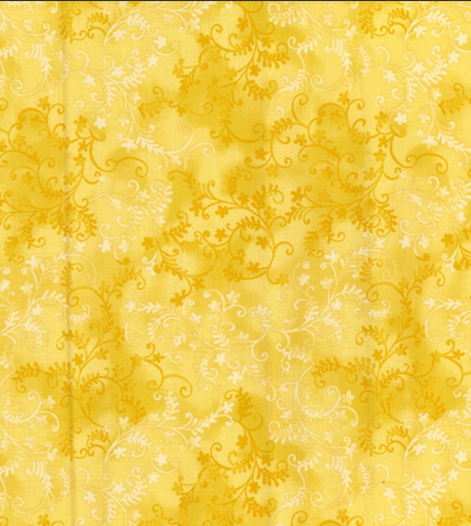 Mystic vine  cotton fabric lemon