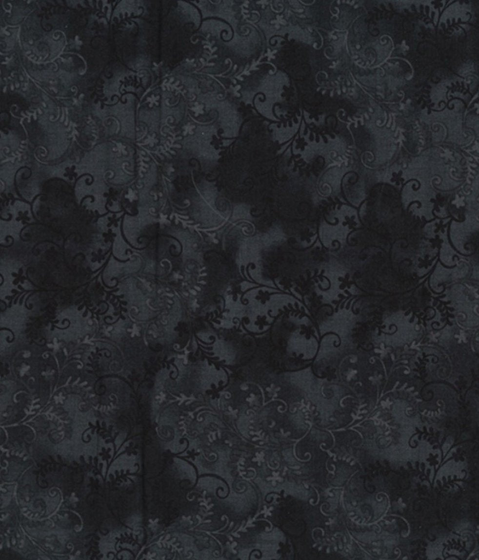 Mystic vine cotton fabric black