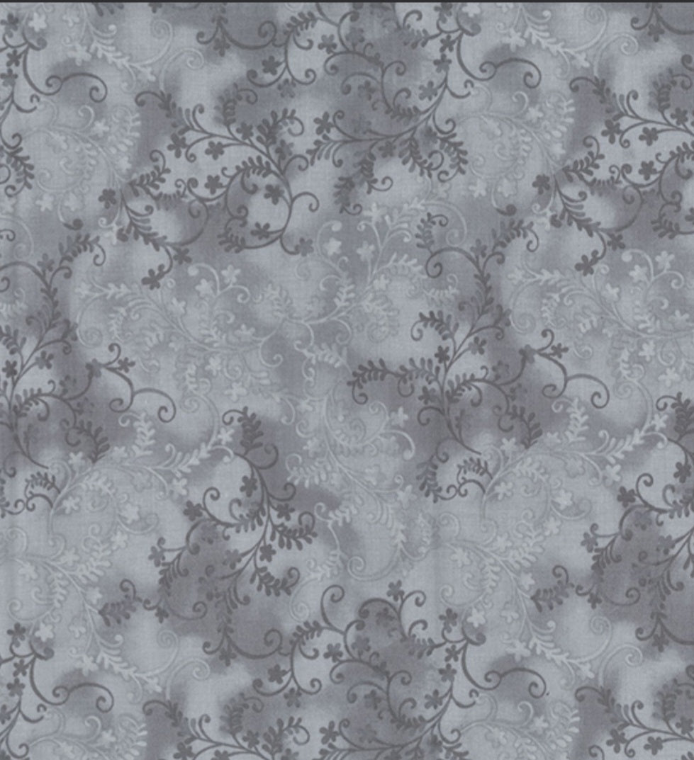 Mistic vine cotton fabric grey