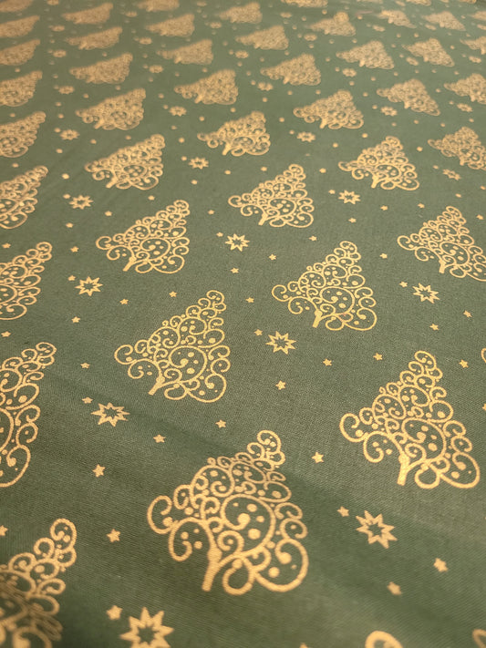 Green Christmas Trees Cotton