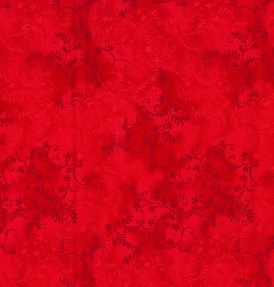 Mystic vines cotton fabric. Red. 