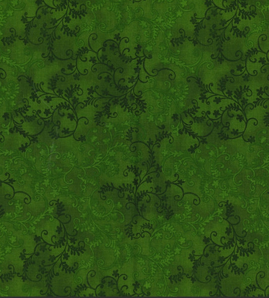 Mystic vine cotton fabric olive